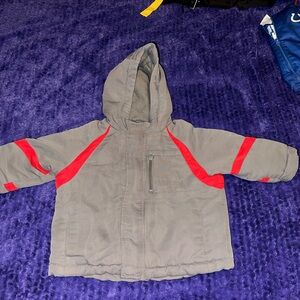 Falls Creek Kids Coat in Gray with Red Highlights